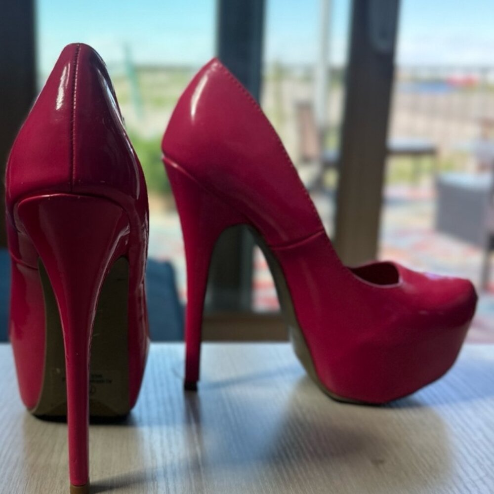 Hot Pink Patent Platform Stiletto Heels – Size 8